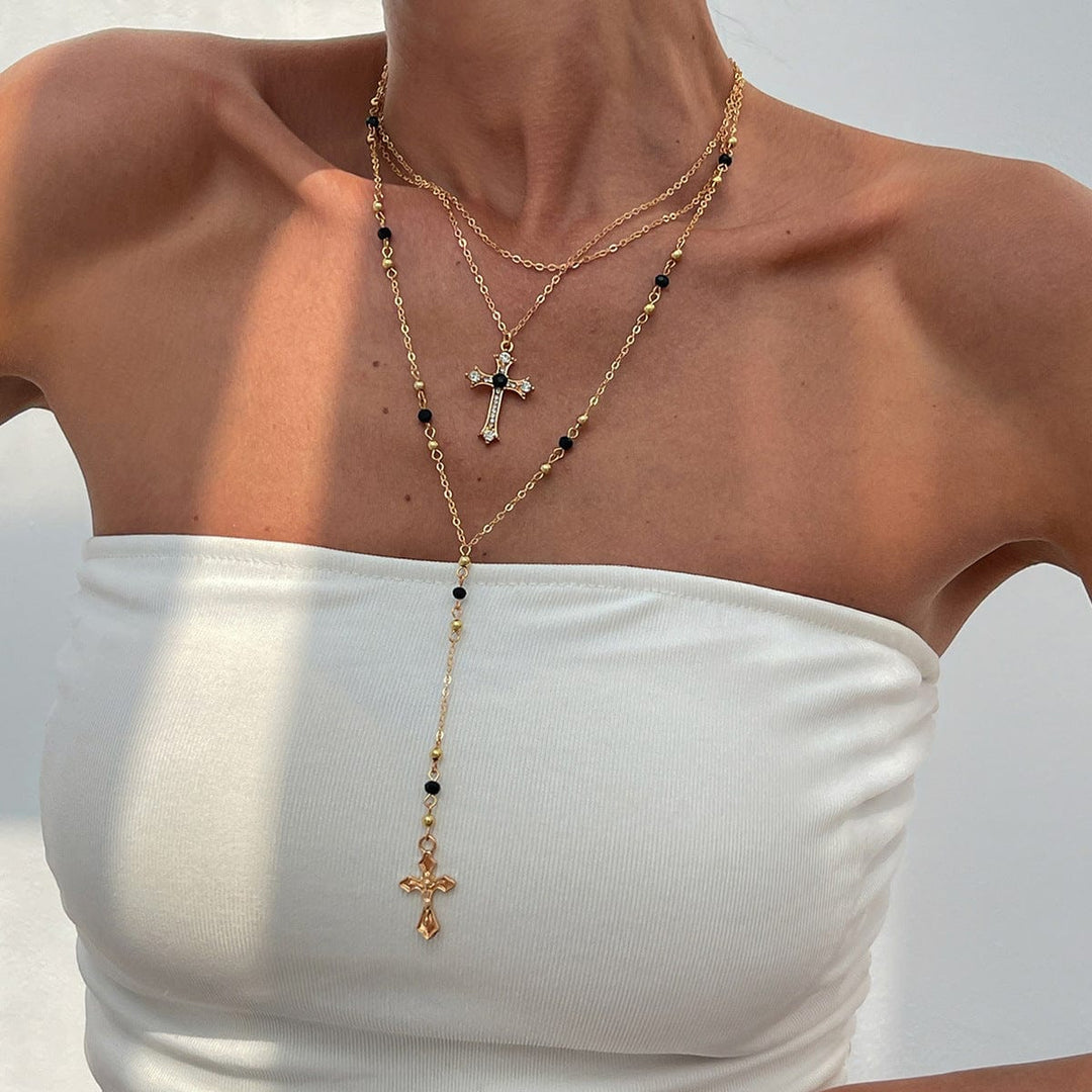 COLLAR CRUZ DE DIAMANTE Y COLORES
