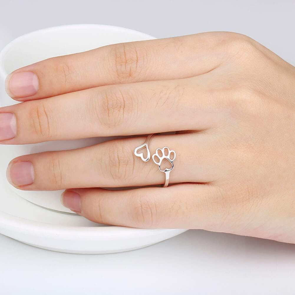 Anillo Artesanal con Huella y Corazón – Ajustable, Plata Esterlina 925