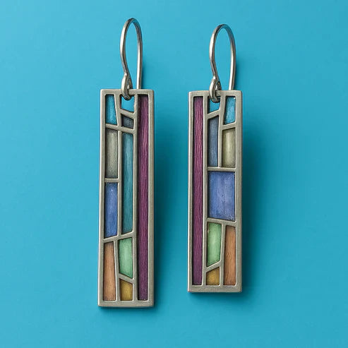 Pendientes vintage de plata con mosaico