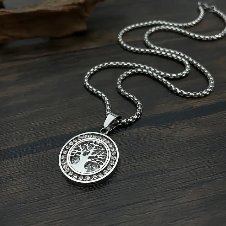 Collar Árbol de la Vida en tono dorado lujoso con circonitas