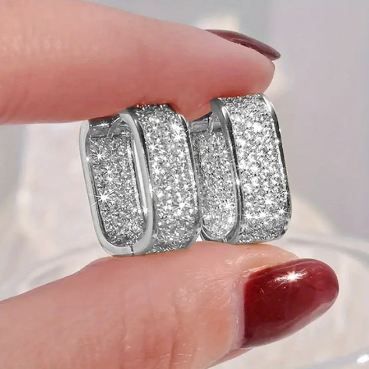 Pendientes de aro de cristal de lujo