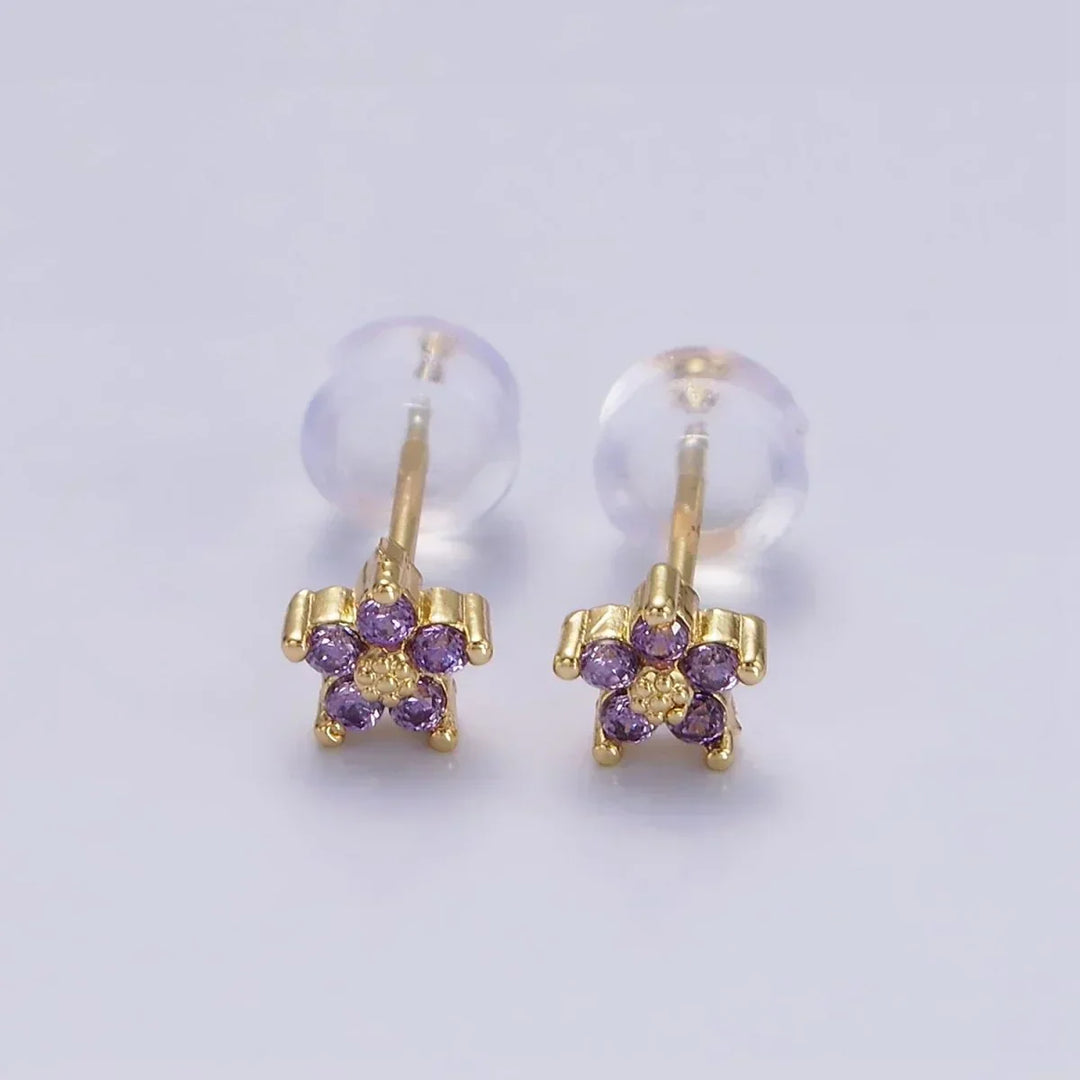Pendientes de botón con delicada flor