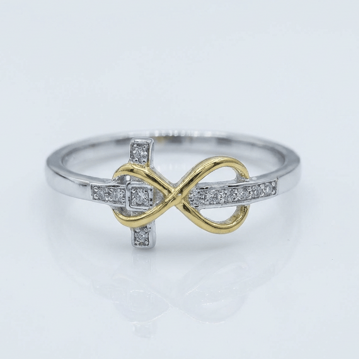 ANILLO CRUZ BAÑADO EN PLATA Y ORO