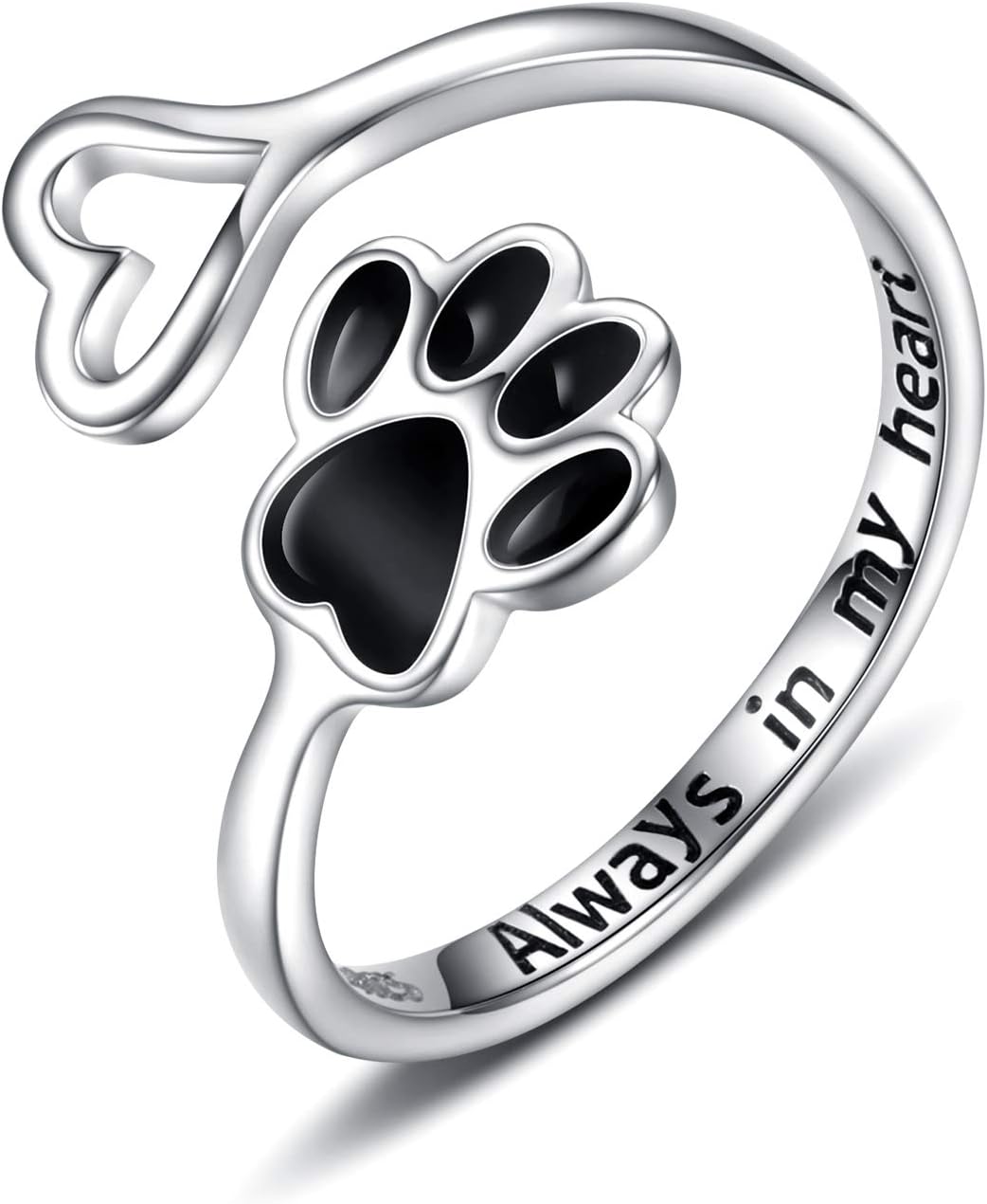 Anillo Artesanal con Huella y Corazón – Ajustable, Plata Esterlina 925
