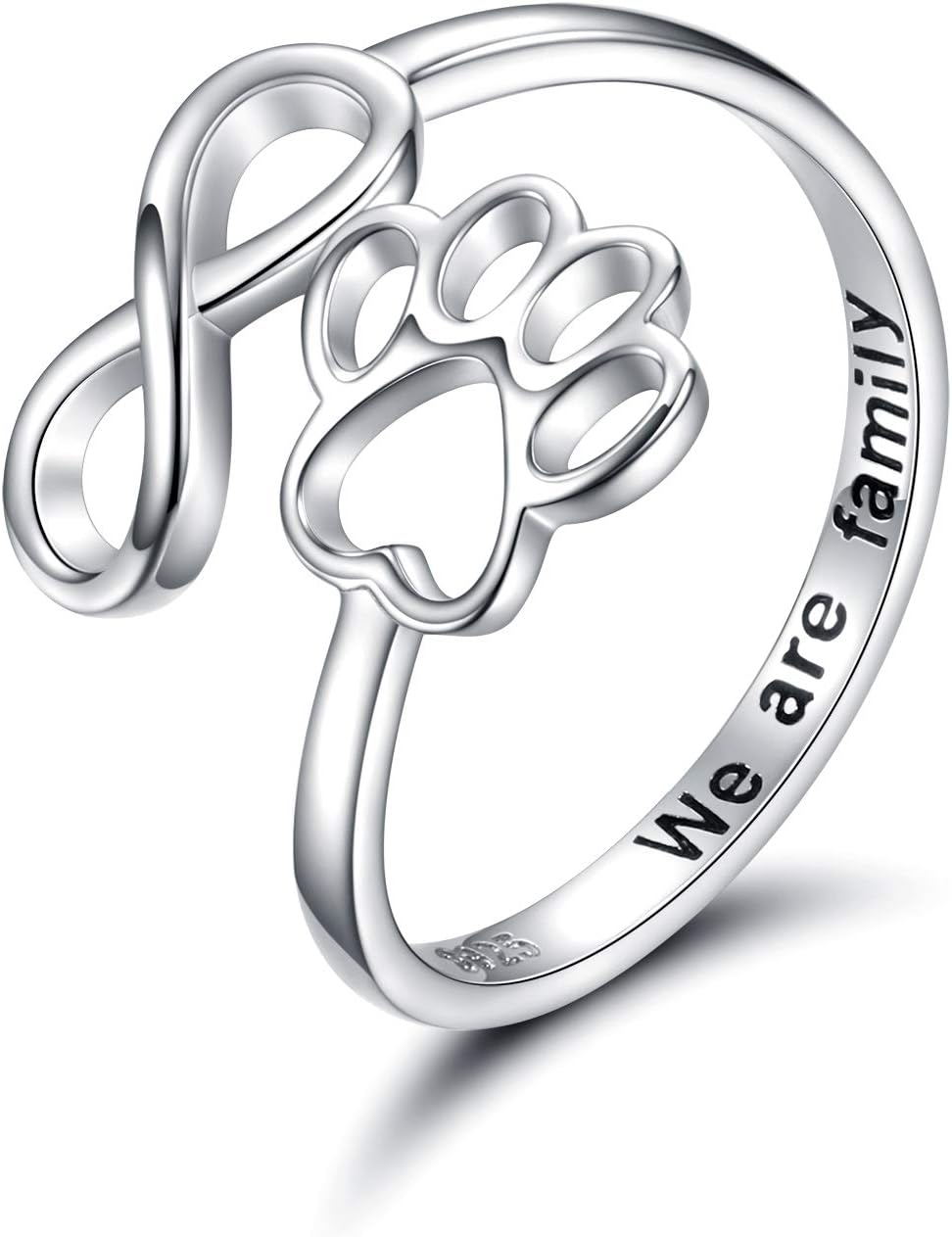 Anillo Artesanal con Huella y Corazón – Ajustable, Plata Esterlina 925