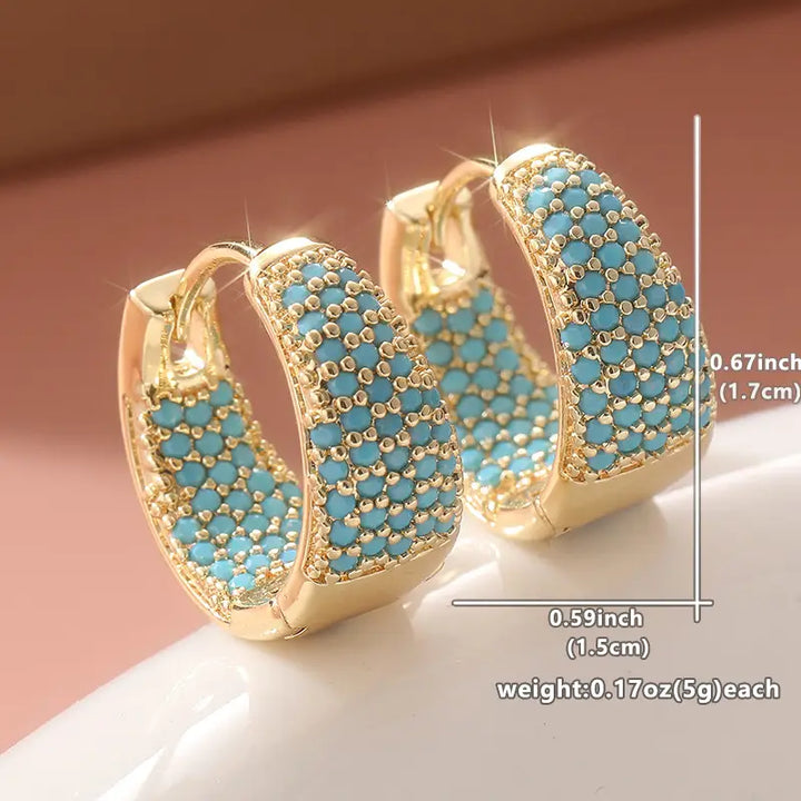 Pendientes Argolla Dorada Turquesa | Oro