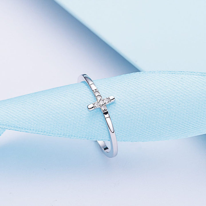 ANILLO CRUZ DE MINI DIAMANTES - (AJUSTABLE)