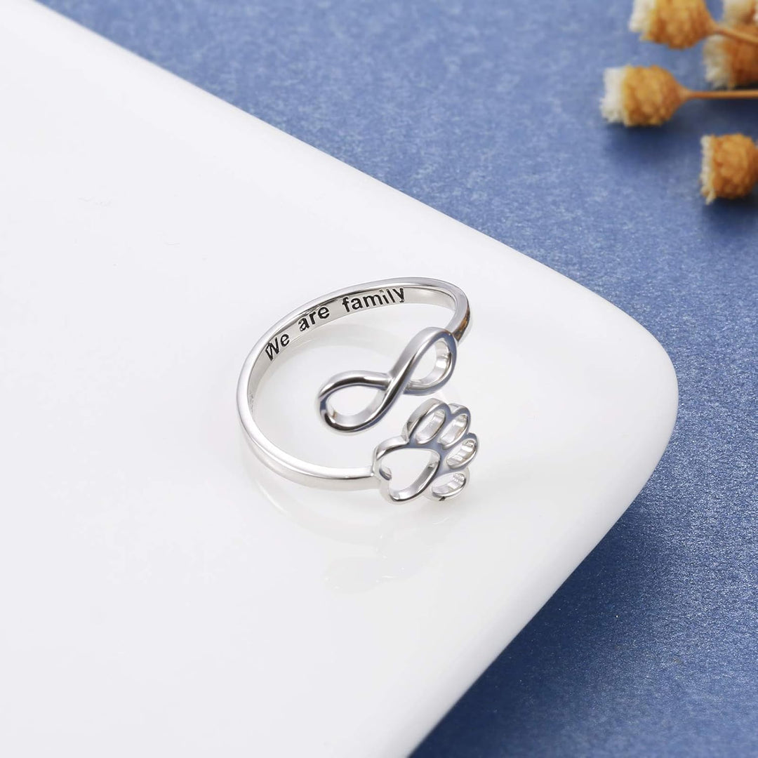 Anillo Artesanal con Huella y Corazón – Ajustable, Plata Esterlina 925