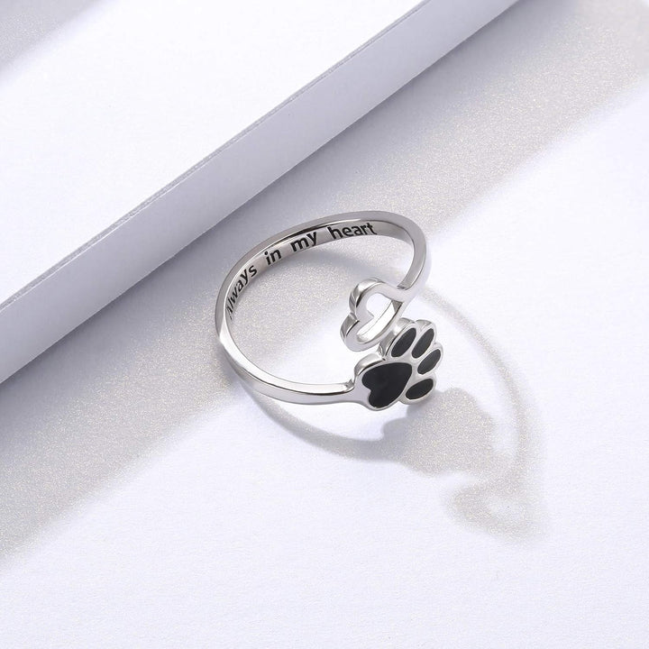 Anillo Artesanal con Huella y Corazón – Ajustable, Plata Esterlina 925