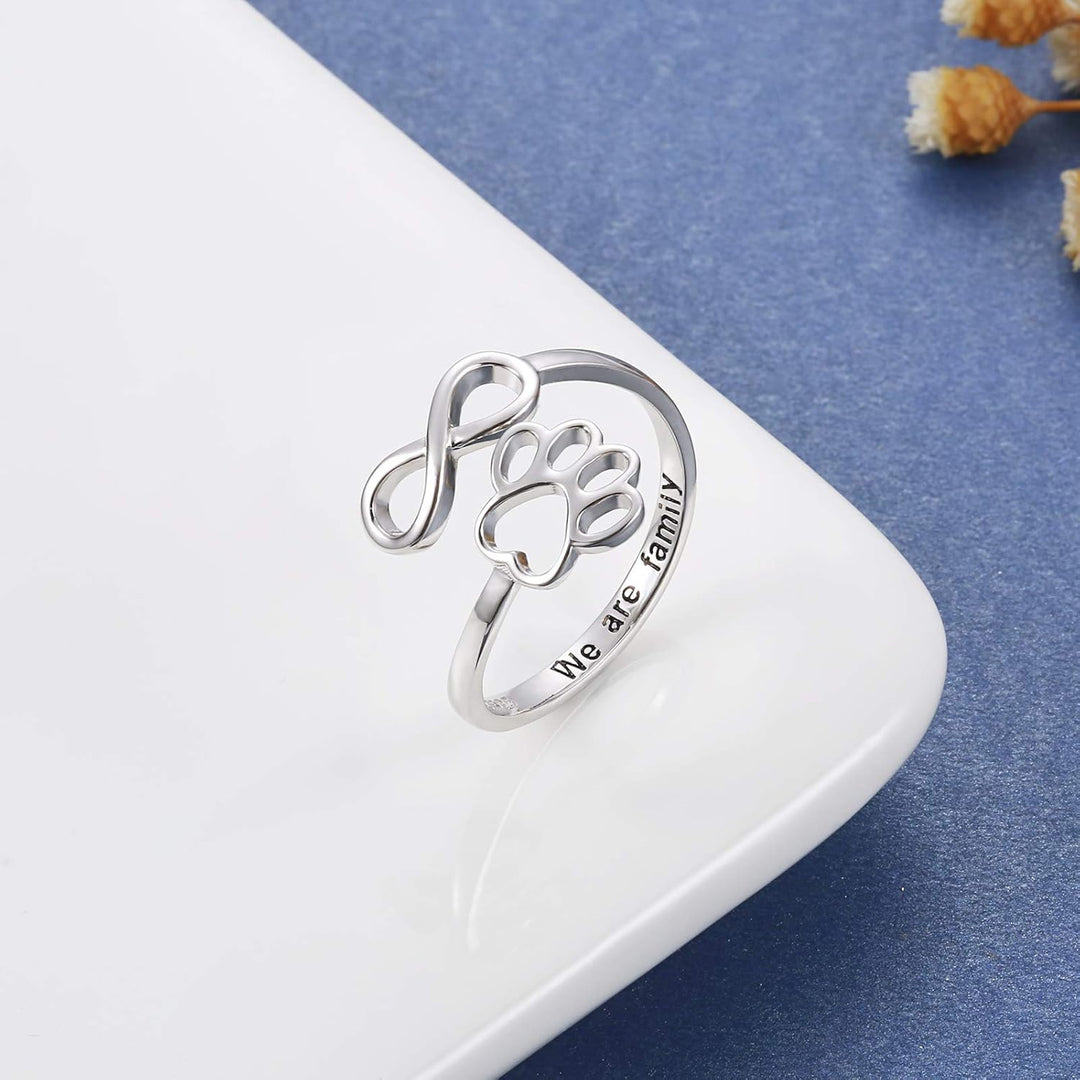 Anillo Artesanal con Huella y Corazón – Ajustable, Plata Esterlina 925