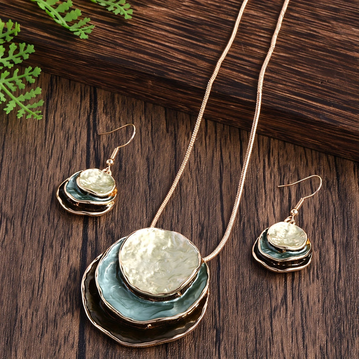 Conjunto Collar y Pendientes Boho Esmaltados Hecho A Mano