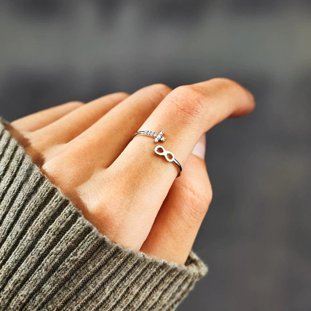 ANILLO DE PLATA FE & INFINITO - (AJUSTABLE)