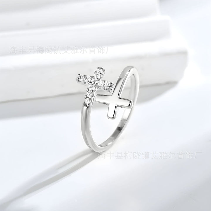 ANILLO SAGRADO CRUZ DOBLE - (AJUSTABLE)