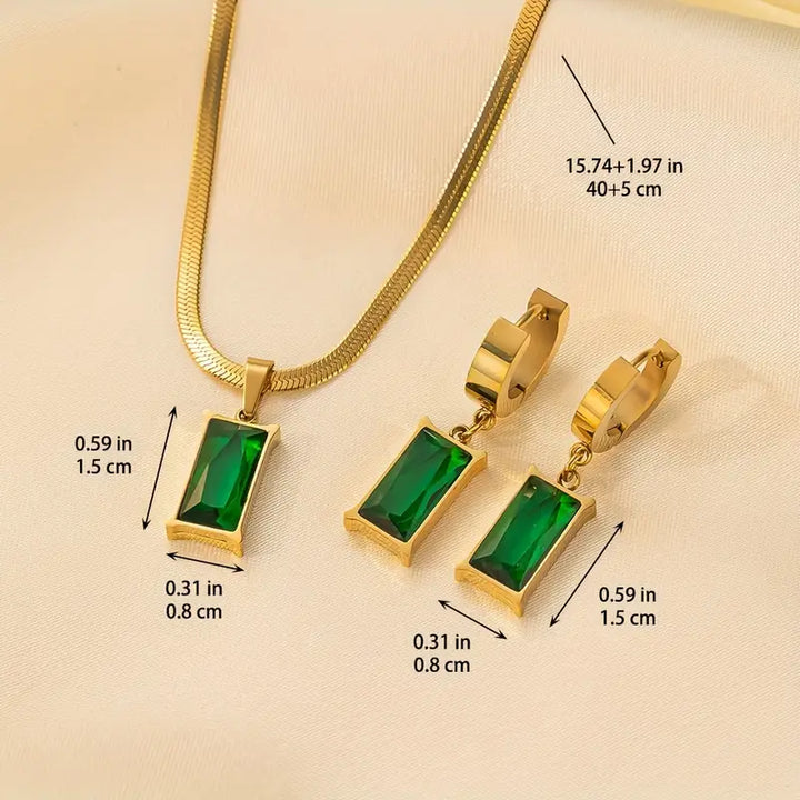 Conjunto de Joyería Esmeralda Sublime