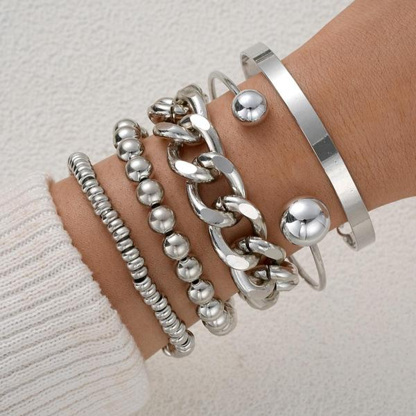 Set de 5 Pulseras Gruesas Apilables
