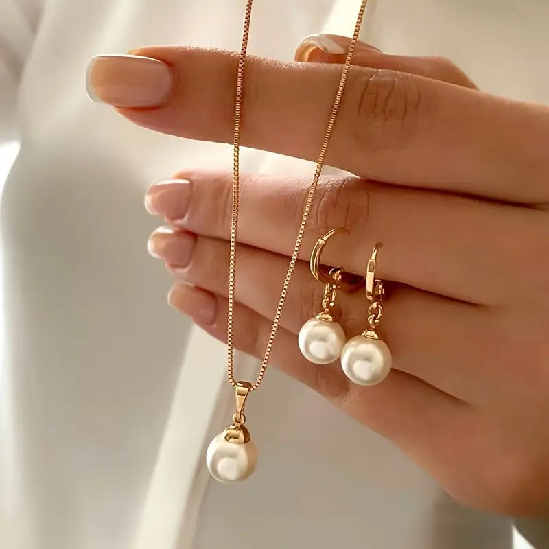 Conjunto de Joyas Perla Dorada | Oro
