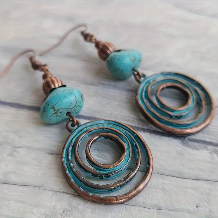 Pendientes espiral vintage con turquesa