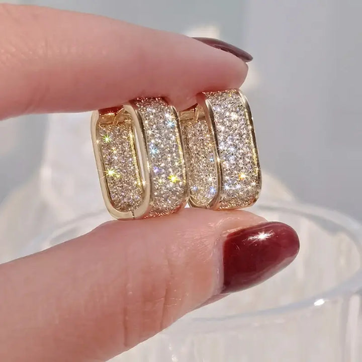Pendientes de aro de cristal de lujo