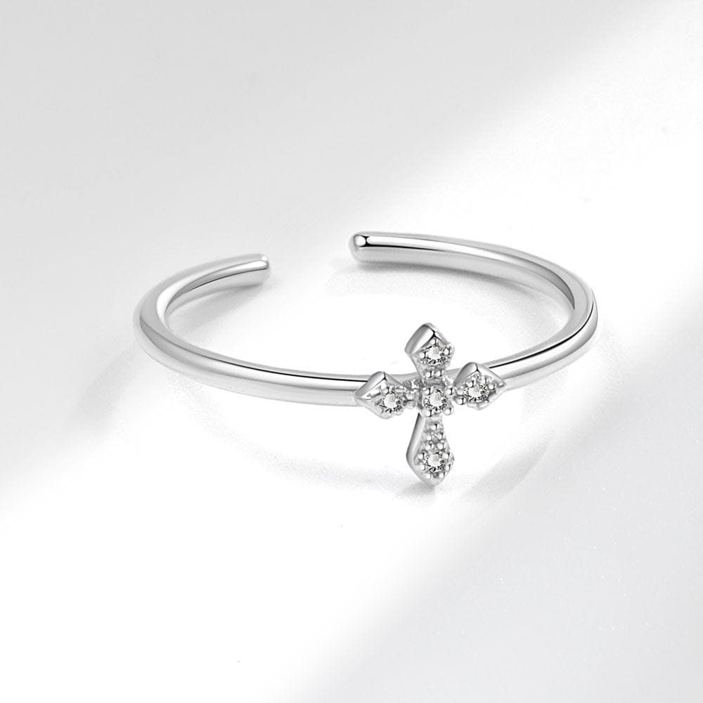ANILLO BRILLANTE DE CRUZ PLATEADA