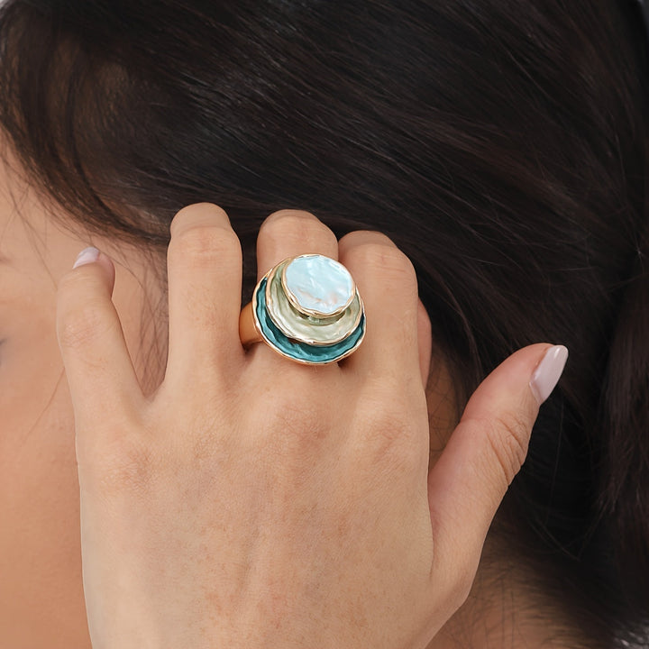 Anillo Boho de Tres Capas Esmaltado