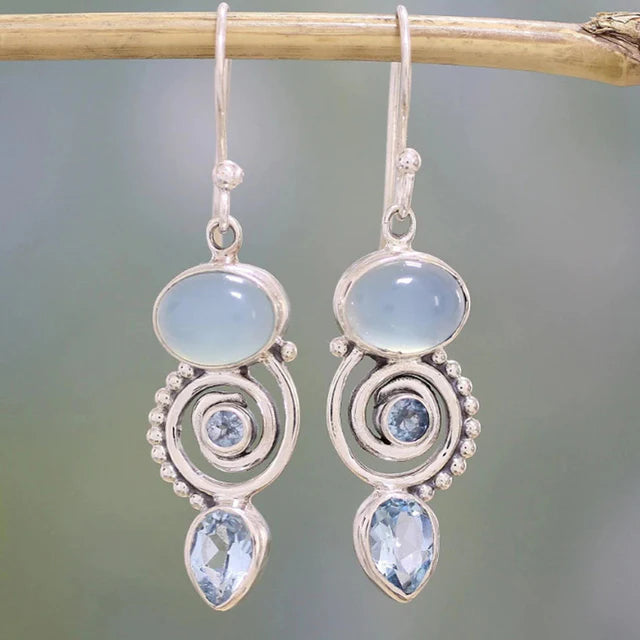 Pendientes vintage de piedra lunar