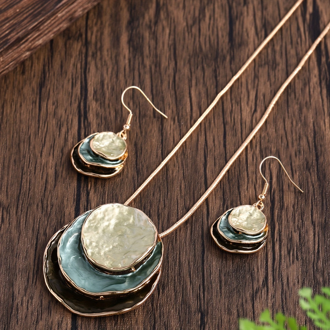 Conjunto Collar y Pendientes Boho Esmaltados Hecho A Mano