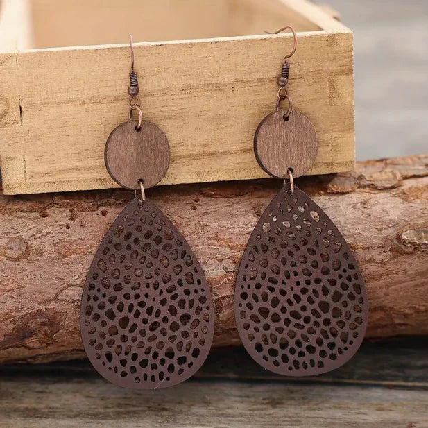 Pendientes colgantes en cuero