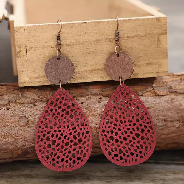 Pendientes colgantes en cuero