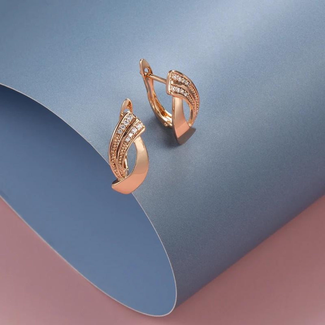 Pendientes Elegantes con Zirconia en Oro Rosa