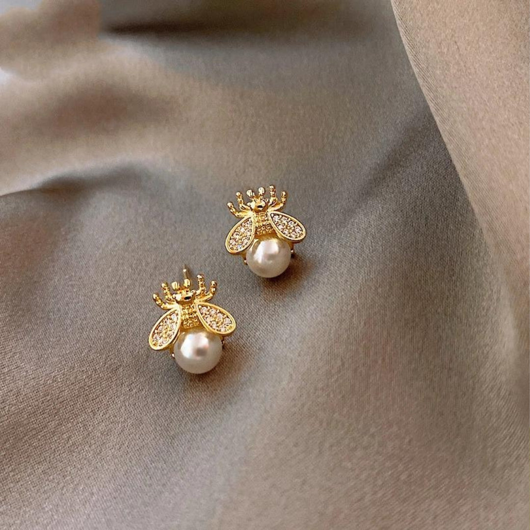 Pendientes de perlas y circonitas en oro