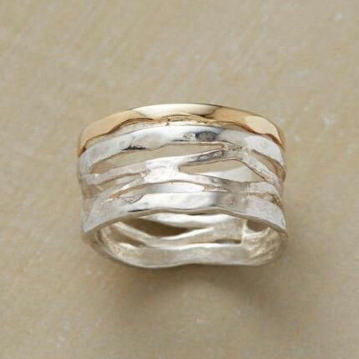 Anillo cuadrado vintage en oro rosa