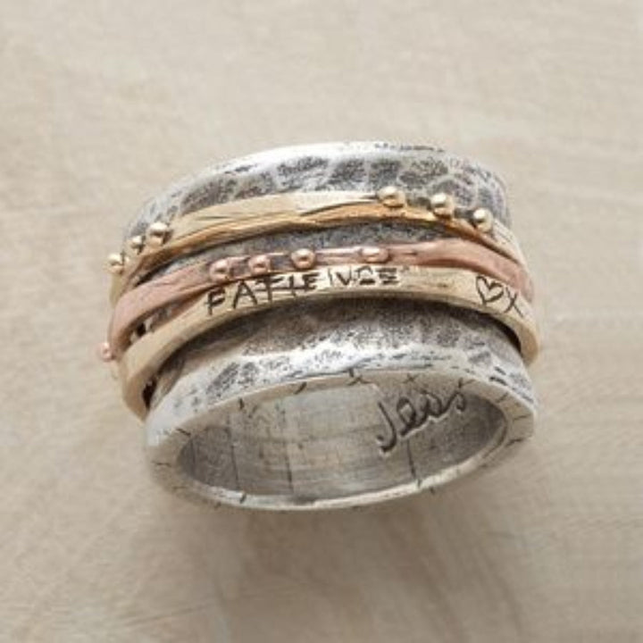 Anillo vintage en oro rosa y plata