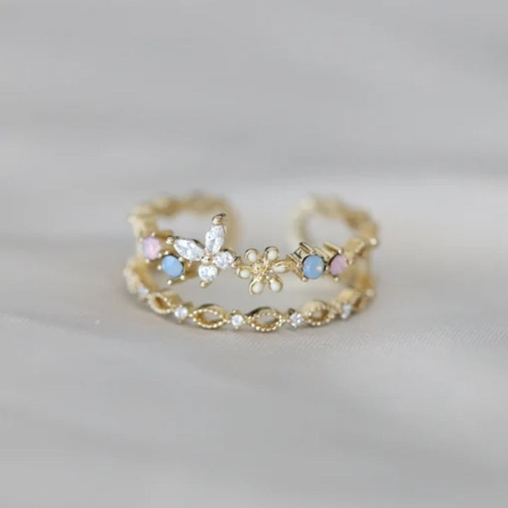 Anillo vintage con flor en oro