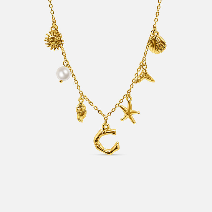 Collar Océano con Letra de Oro