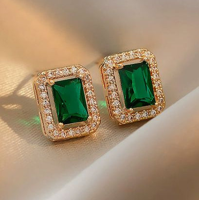 Pendientes Esmeralda Dorados