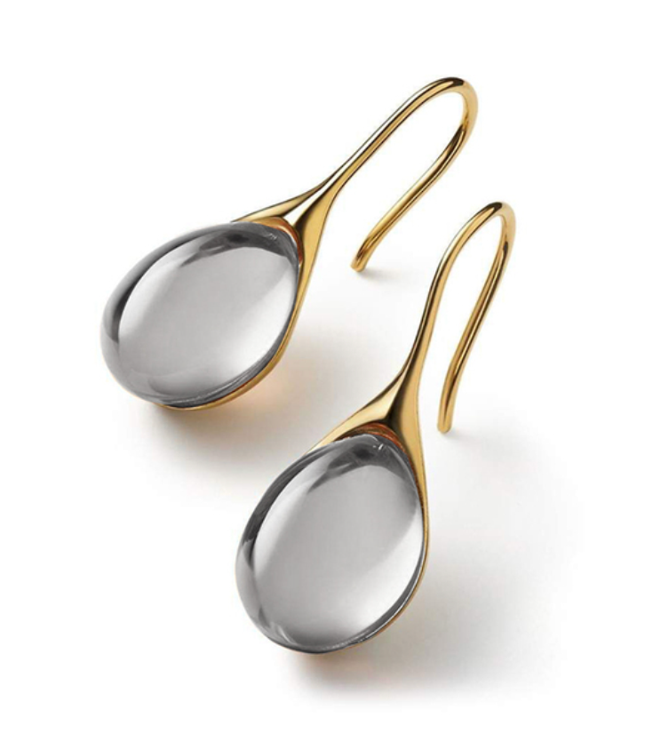 Pendientes de Cristal Colgantes en Oro y Plata