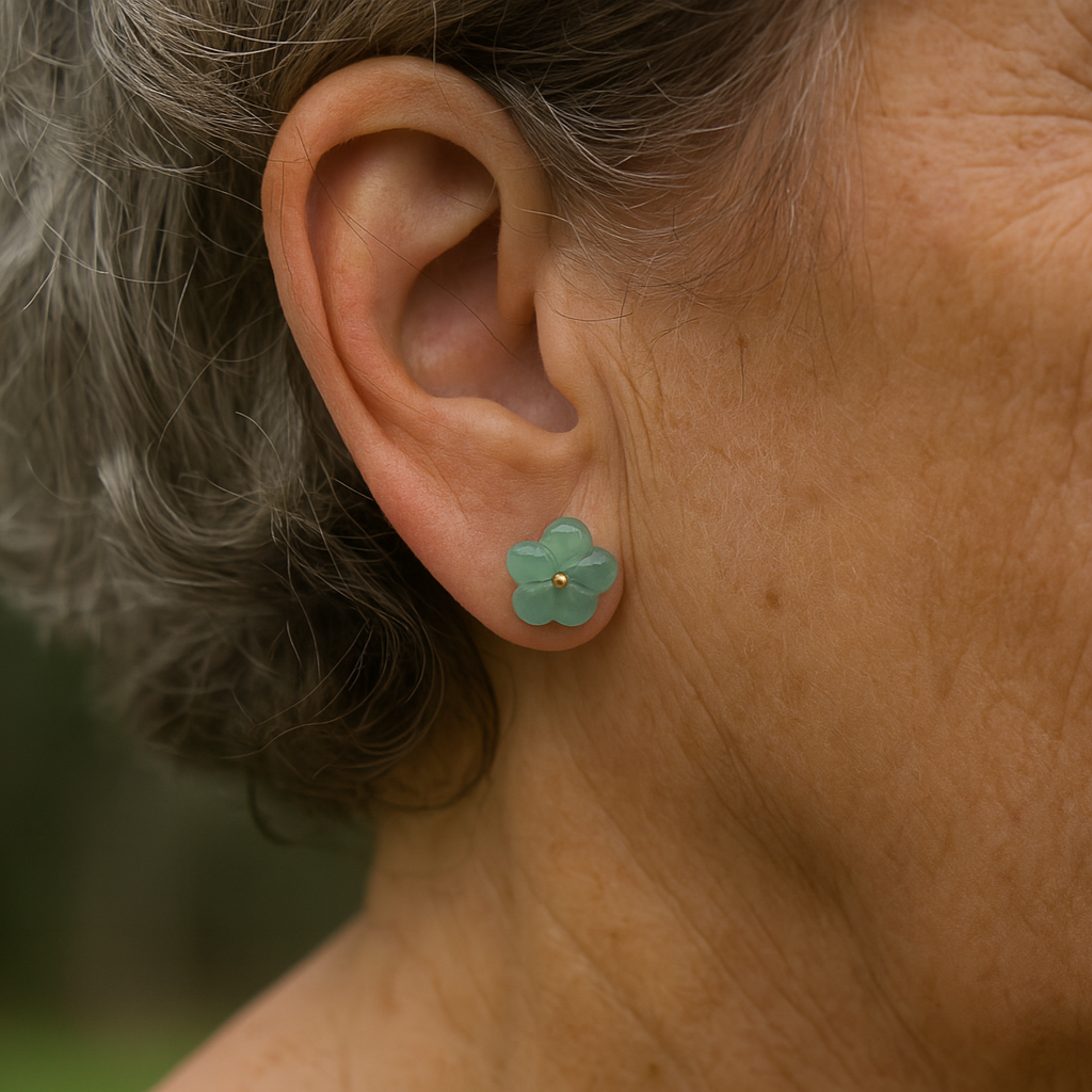 Pendientes vintage con cristal turquesa en forma de flor