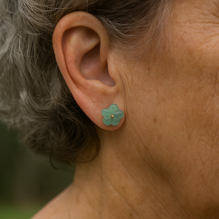 Pendientes vintage con cristal turquesa en forma de flor