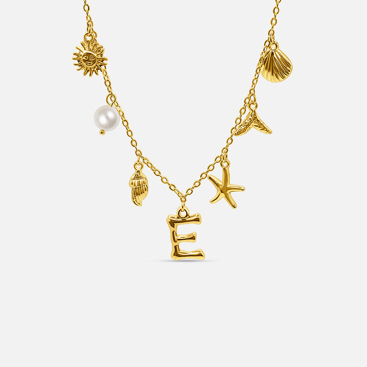Collar Océano con Letra de Oro
