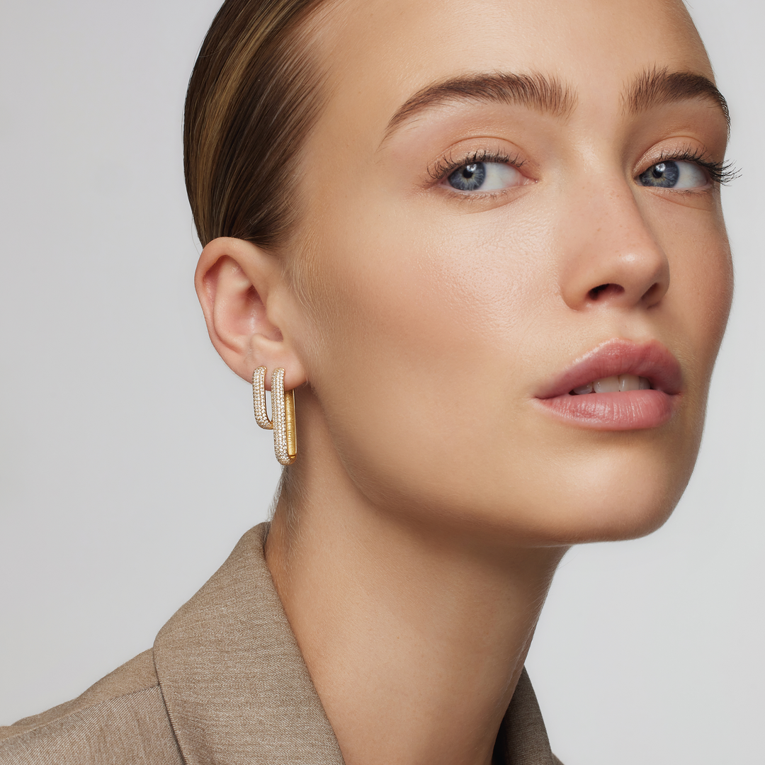 Pendientes Argolla Ícono Diamante | Oro