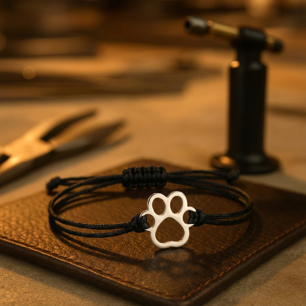 Pulsera con Cordón Negro y Rojo