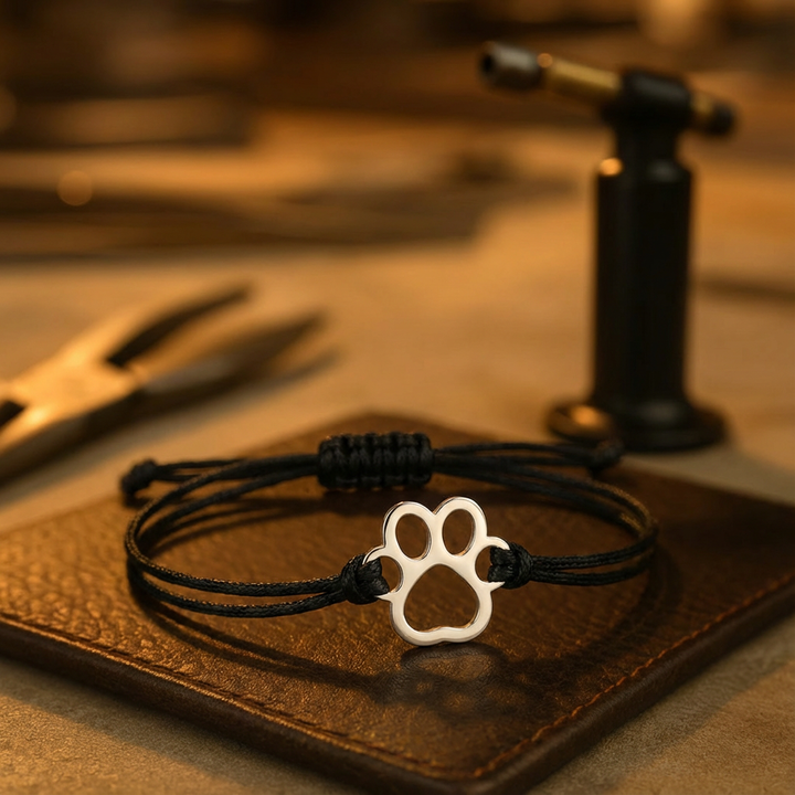 Pulsera con Cordón Negro y Rojo