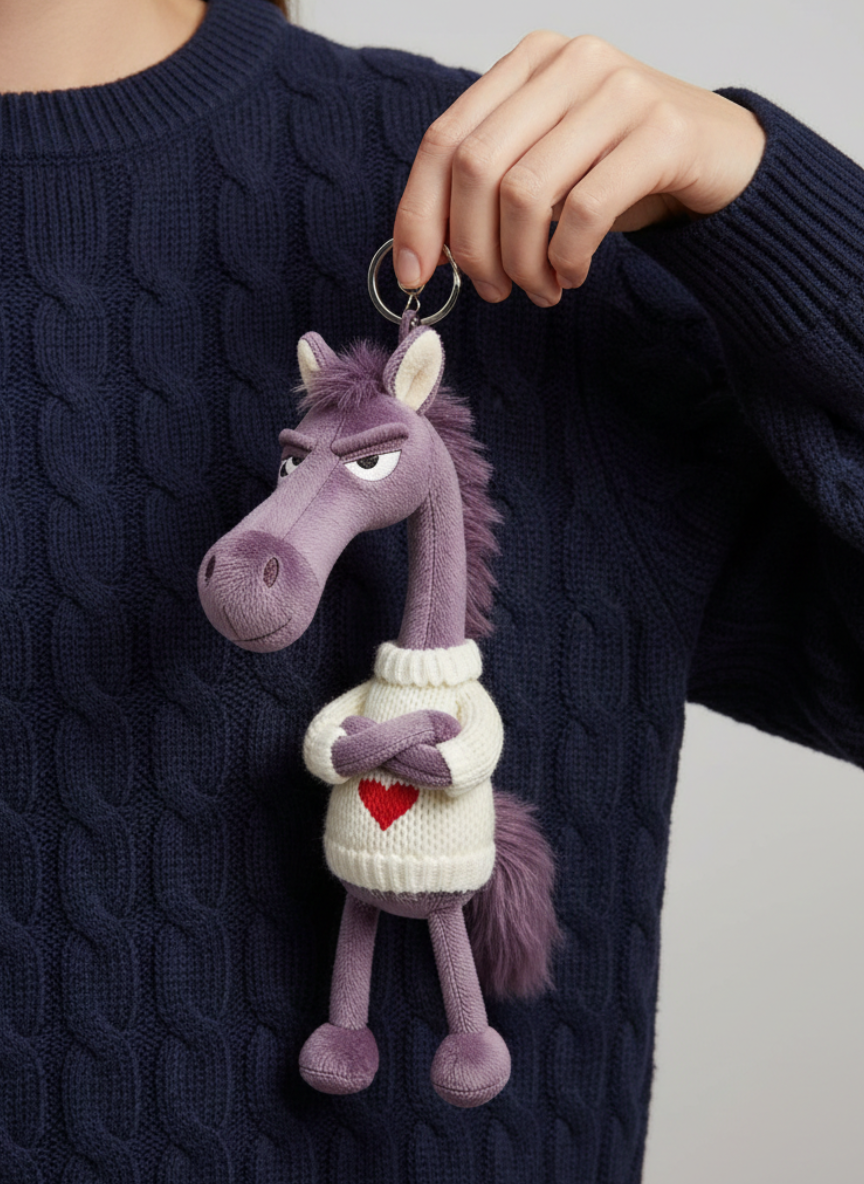 Caballo descarado - Morado y blanco Llavero
