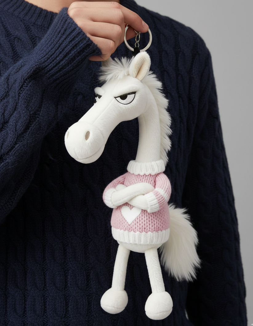 Caballo descarado - Blanco y rosa Colgante para llaves
