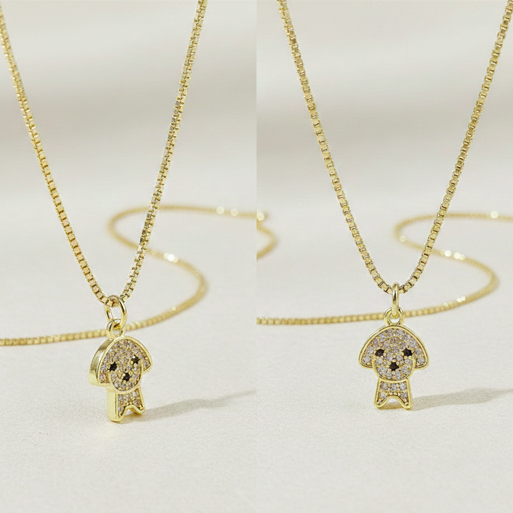 Collar Con Colgante En Forma De Perro Caniche En Oro