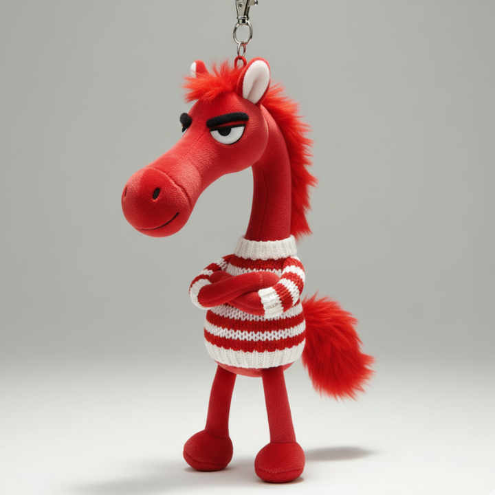 Caballo descarado - Rojo y blanco con corazón Colgante para llaves