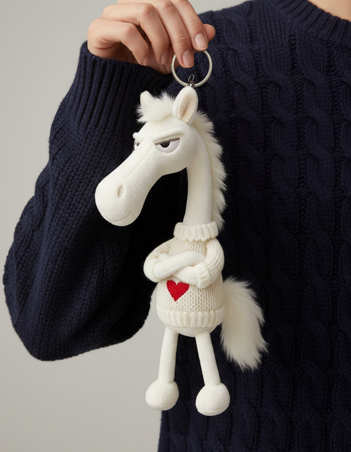 Caballo descarado - Blanco con corazón Colgante para llaves