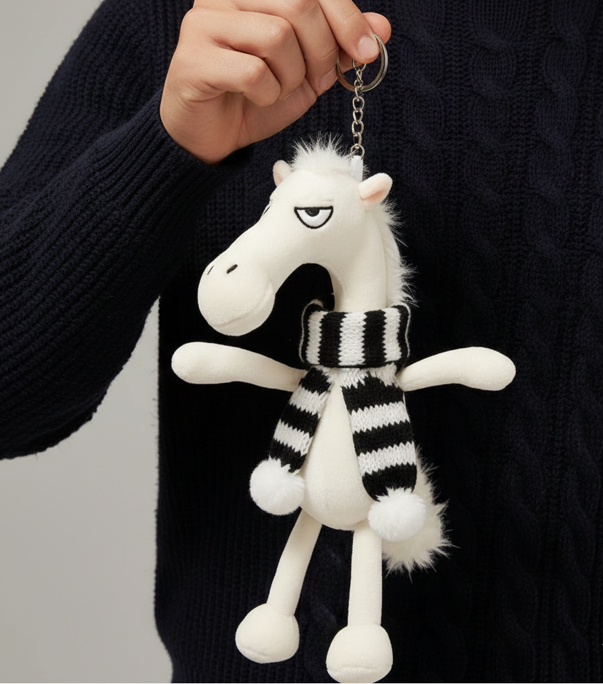 Blanco y negro Llavero «Caballo descarado»