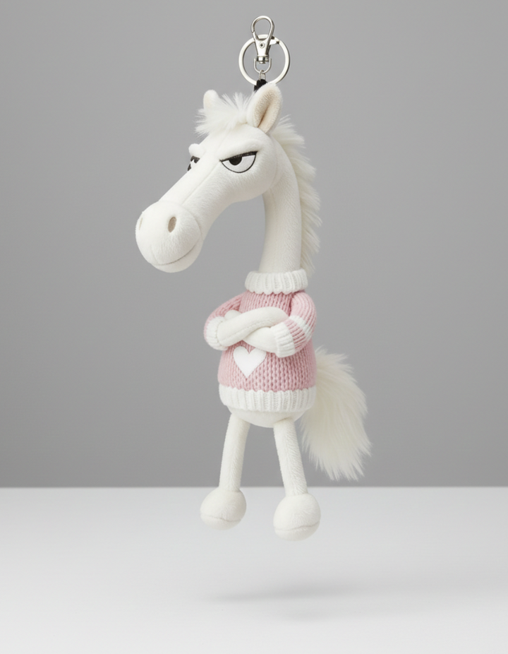 Caballo descarado - Blanco y rosa Colgante para llaves
