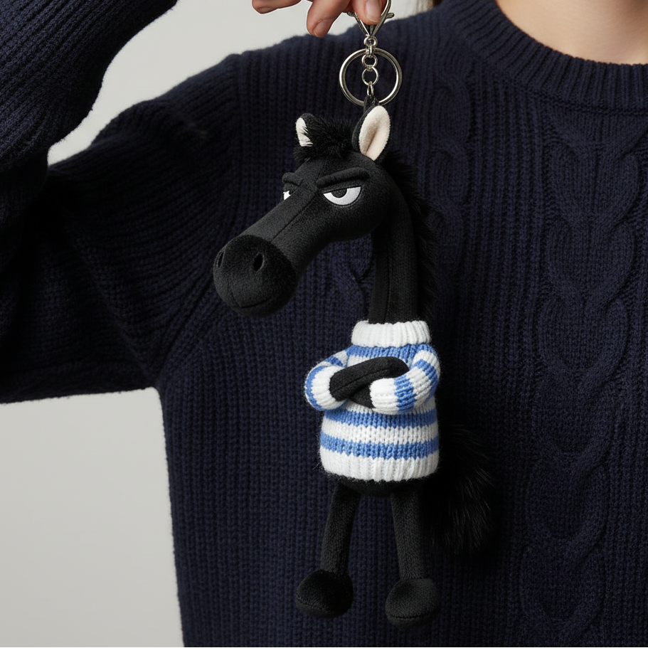 Caballo descarado - Negro y azul Llavero